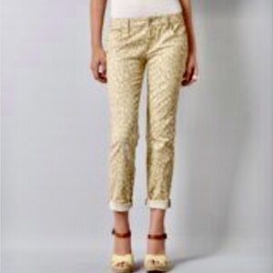 🆕 LOFT Animal Print Jeans. Soft Yellow & Cream.  Mid Rise. NWT